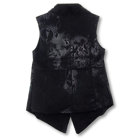 New! Dylan Floral Print Vintage Look Faux Suede Fur Lined Boho Vest - Picture 6 of 10